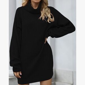 Black Ribbed Turtleneck Sweater